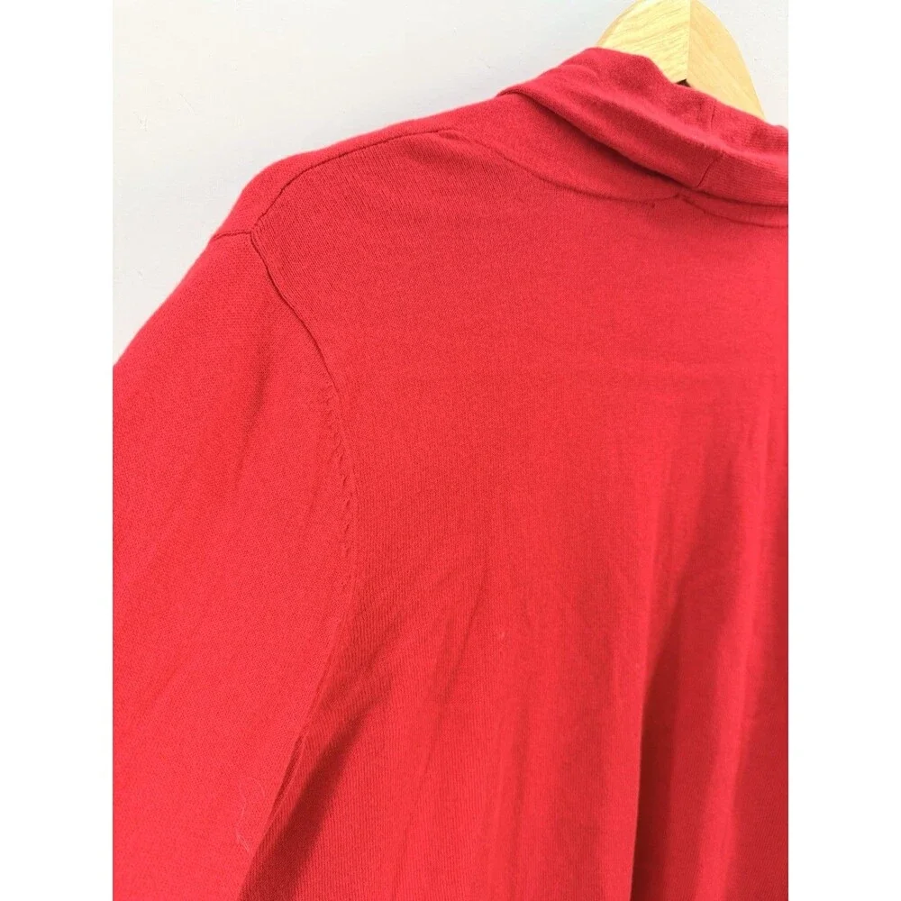New Talbots Women Cardigan Sweater Sz L Open Knit Red Pop $89 - Picture 12 of 13
